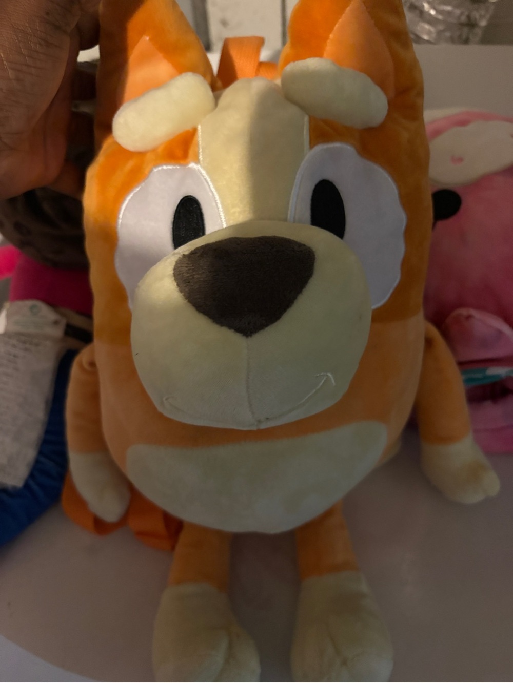 Bluey Plush Toy - Orange and Cream Soft Squeaky Puppy Bookbag